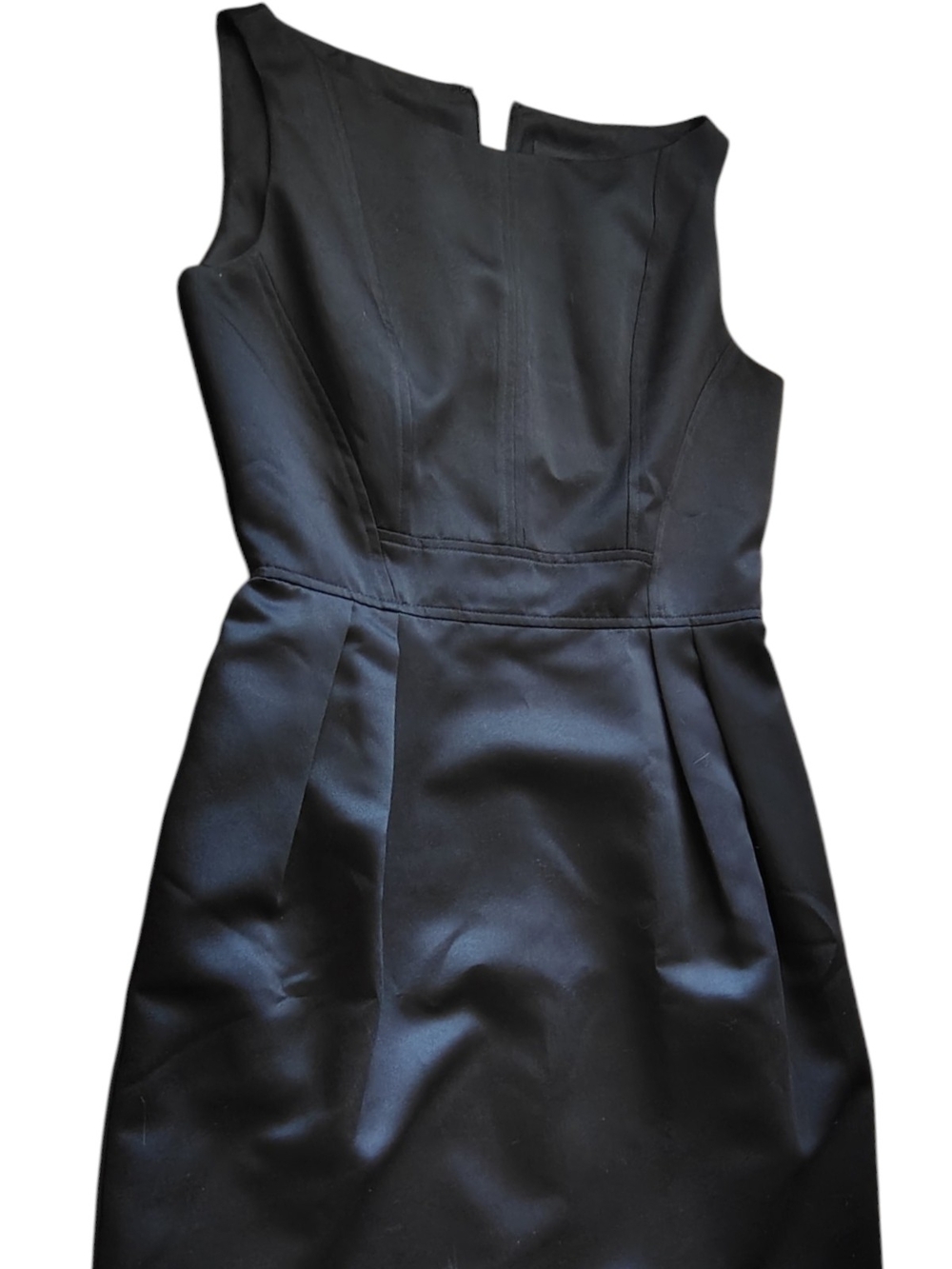 Satin Black Sleeveless Mini Dress - Picture 3 of 9
